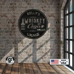 Speed Fabrication Personalized Whiskey & Cigar Lounge Metal Sign - Indoor Outdoor - Home Decor