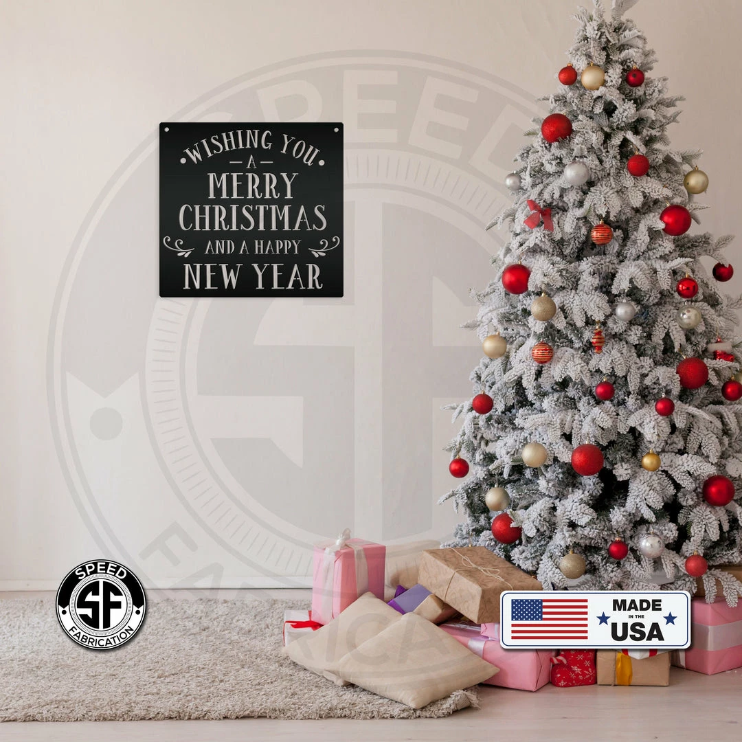 Speed Fabrication Christmas Metal Signs Wishing You A Merry Christmas And A Happy New Year Metal Sign