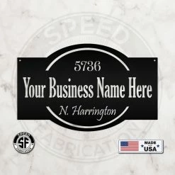 Speed Fabrication Personalized Business Name With Address Metal Sign