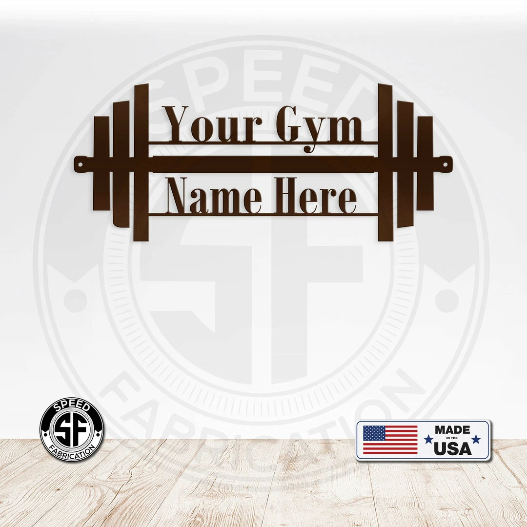 Speed Fabrication Home Decor & Gifts Gym Name Dumbbell Sign