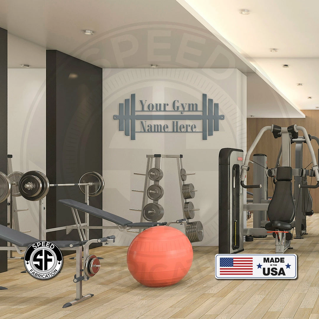 Speed Fabrication Home Decor & Gifts Gym Name Dumbbell Sign