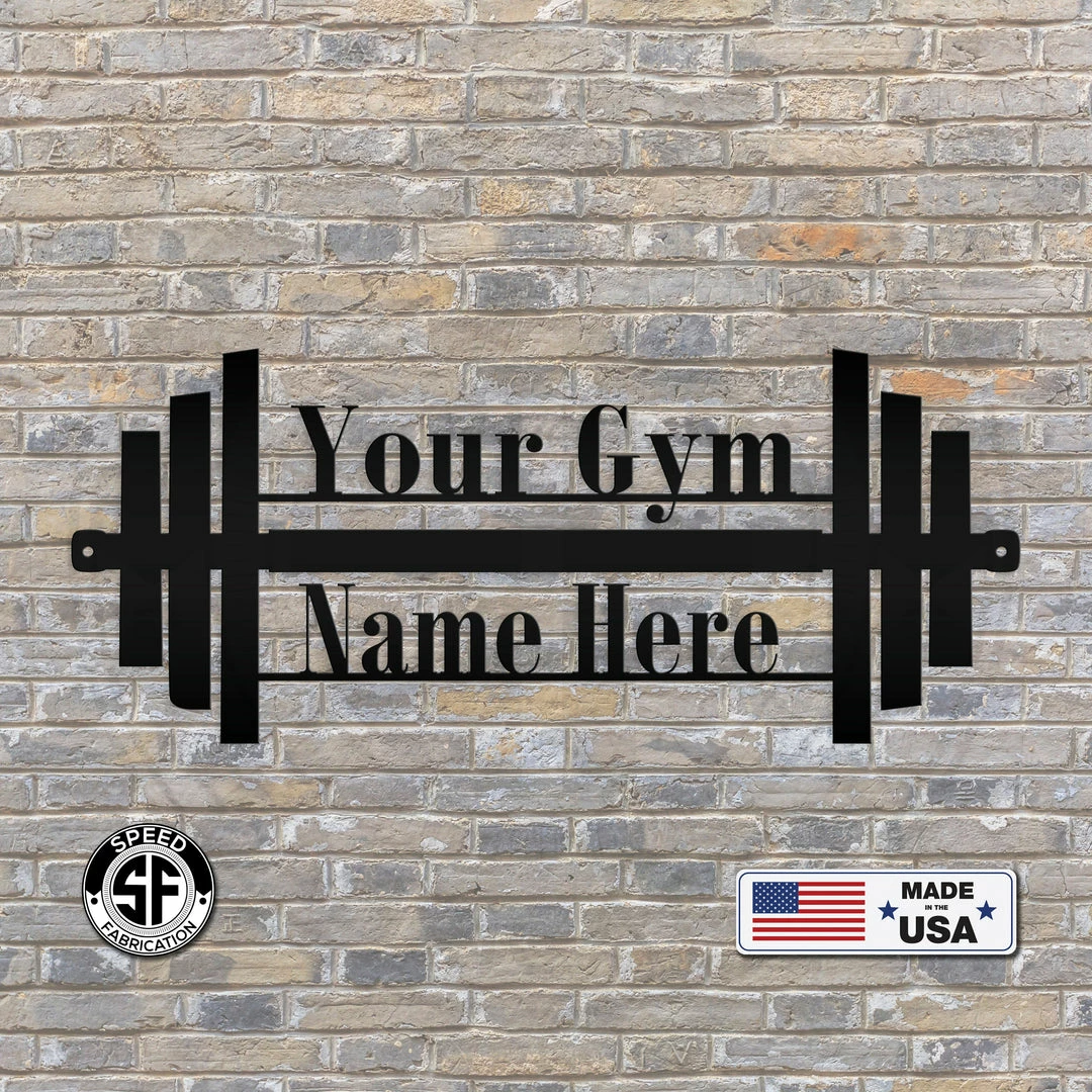 Speed Fabrication Home Decor & Gifts Gym Name Dumbbell Sign