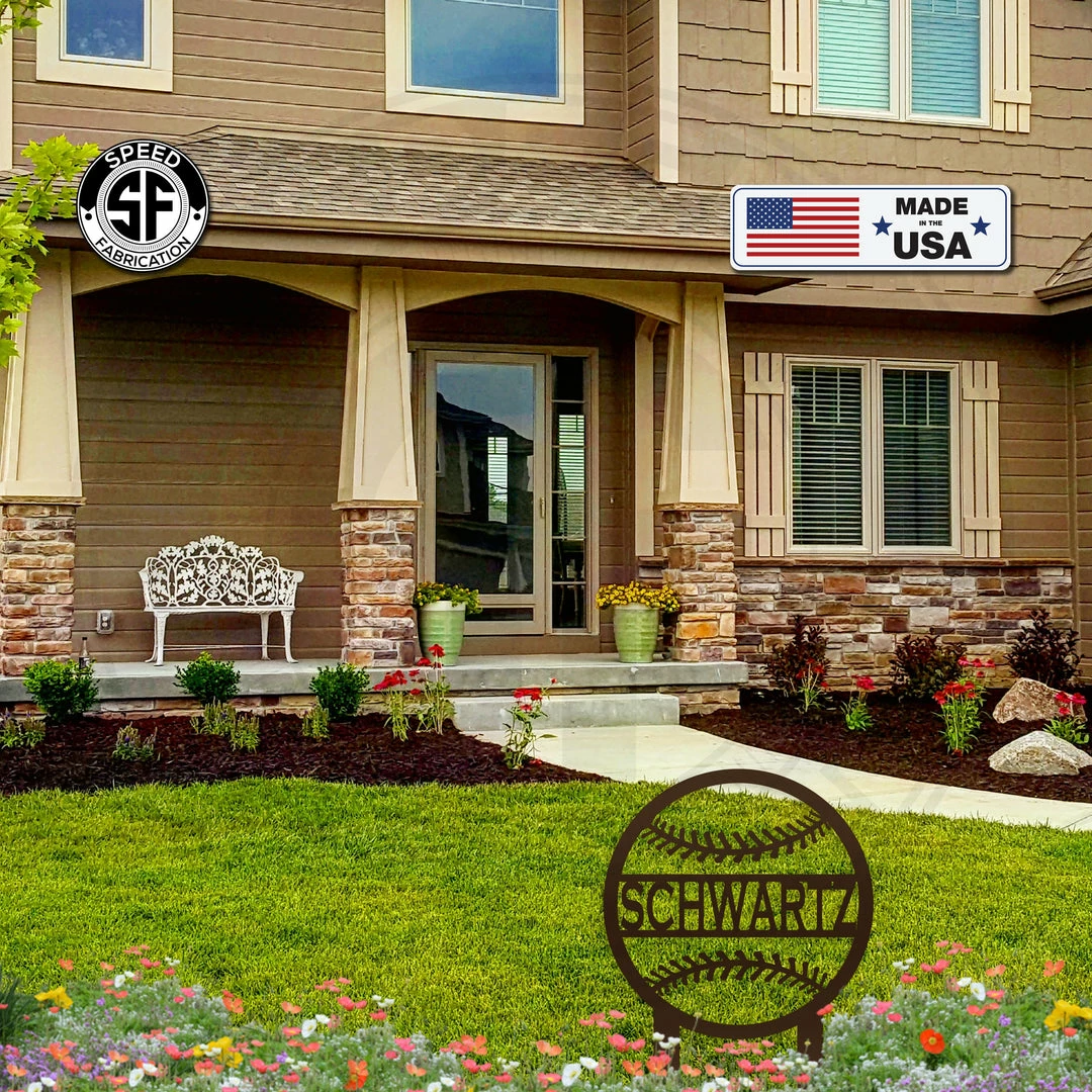 Speed Fabrication Outdoor Patio/Lawn Metal Signs Personalized Baseball Yard Stake - Weatherproof - Garden Stake