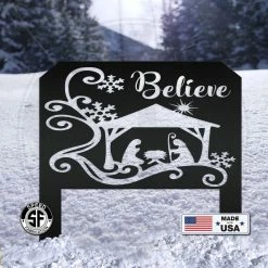 Speed Fabrication Believe Nativity Scene Outdoor Yard Sign Home Decor & Gifts