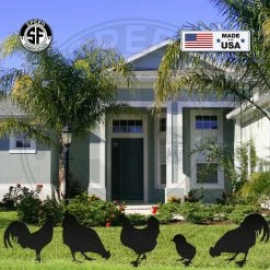 Speed Fabrication Outdoor Patio/Lawn Metal Signs Assorted Chicken Garden Metal Yard Stakes