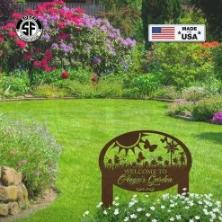 Speed Fabrication Outdoor Patio/Lawn Metal Signs Custom Flower Garden Metal Yard Stake Sign - Mother's Day Gift