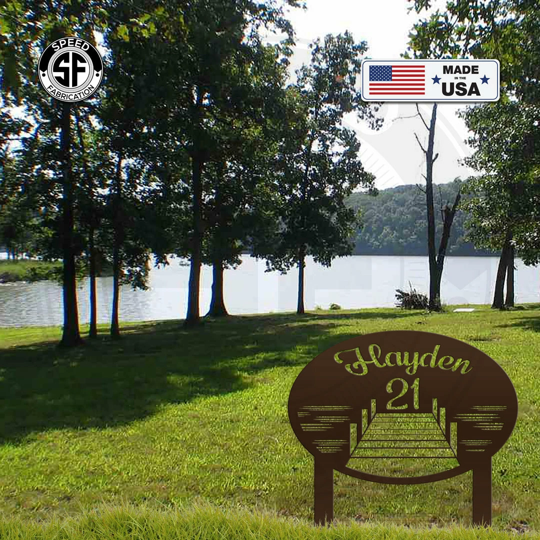 Speed Fabrication Address/House Number Metal Signs Custom Lake Lot Sign