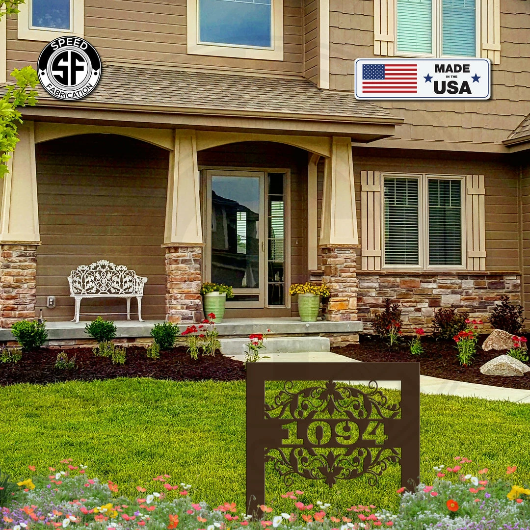 Speed Fabrication Metal Address Yard Sign With Stakes Address/House Number Metal Signs