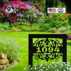 Speed Fabrication Metal Address Yard Sign With Stakes Address/House Number Metal Signs