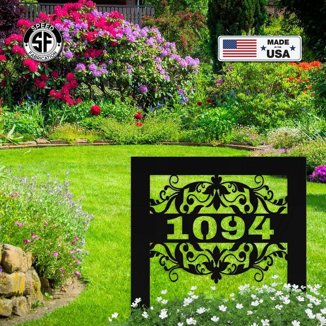 Speed Fabrication Metal Address Yard Sign With Stakes Address/House Number Metal Signs