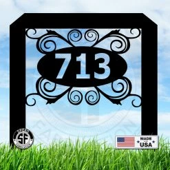 Speed Fabrication Oval Swirl Address Yard Stake Sign