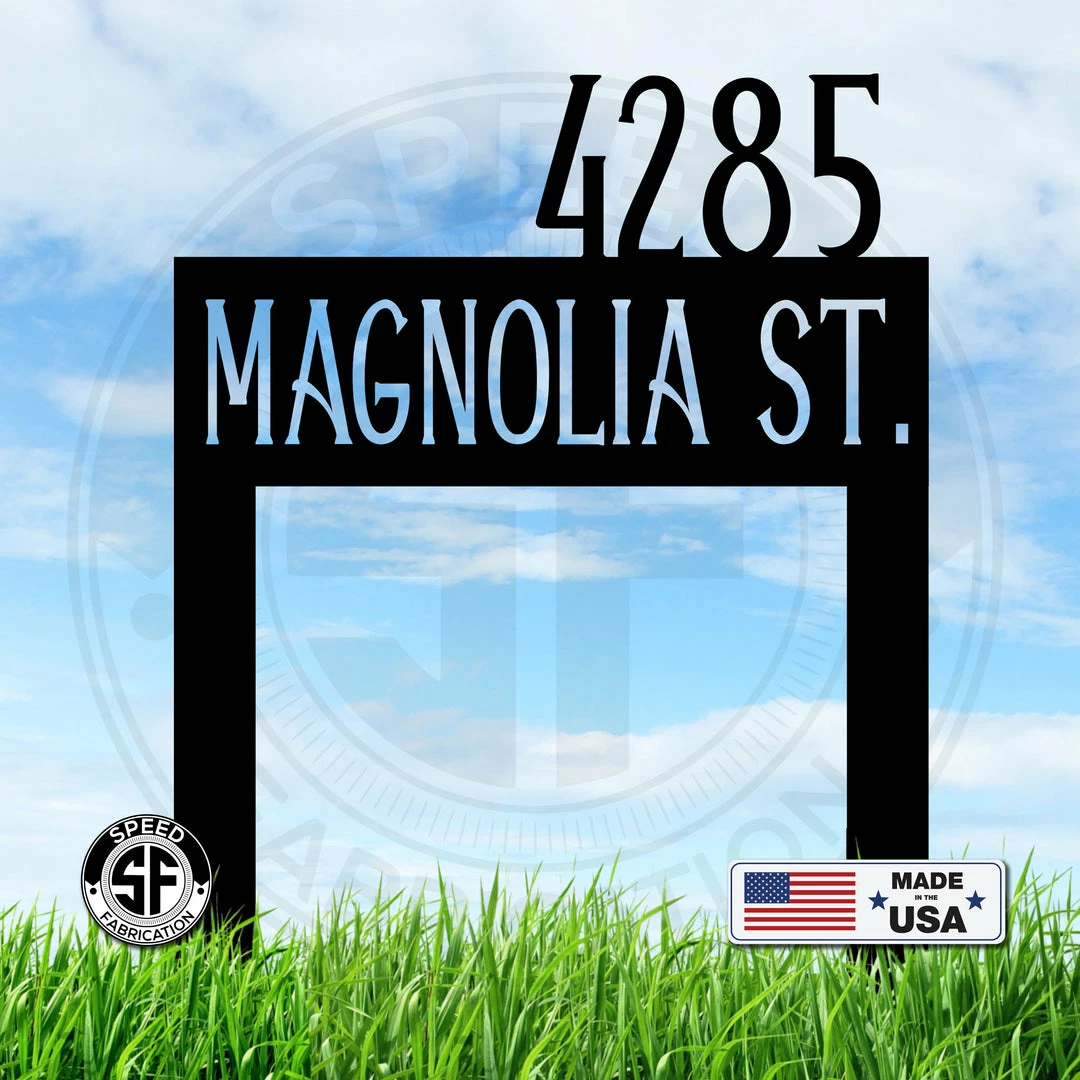 Speed Fabrication Square Address Yard Stake Metal Sign