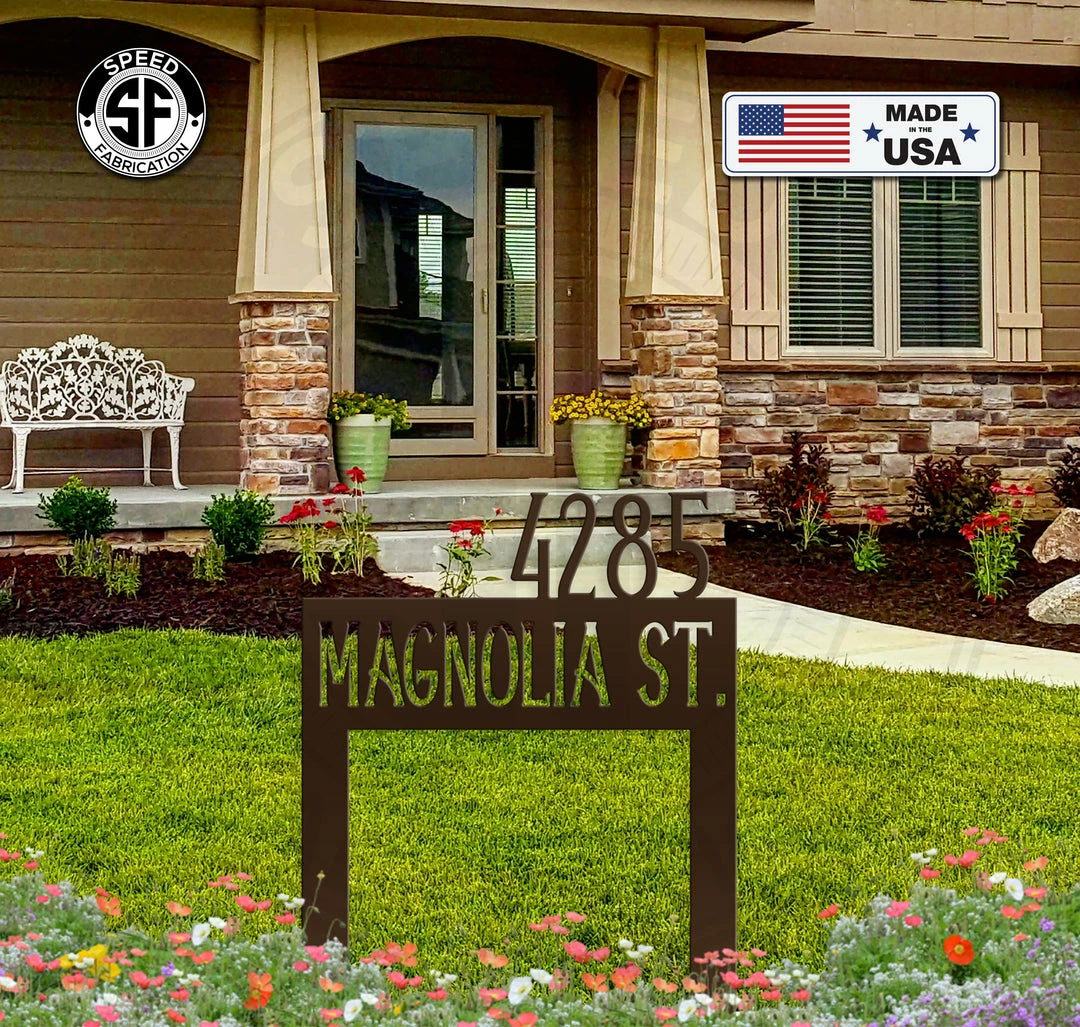 Speed Fabrication Square Address Yard Stake Metal Sign
