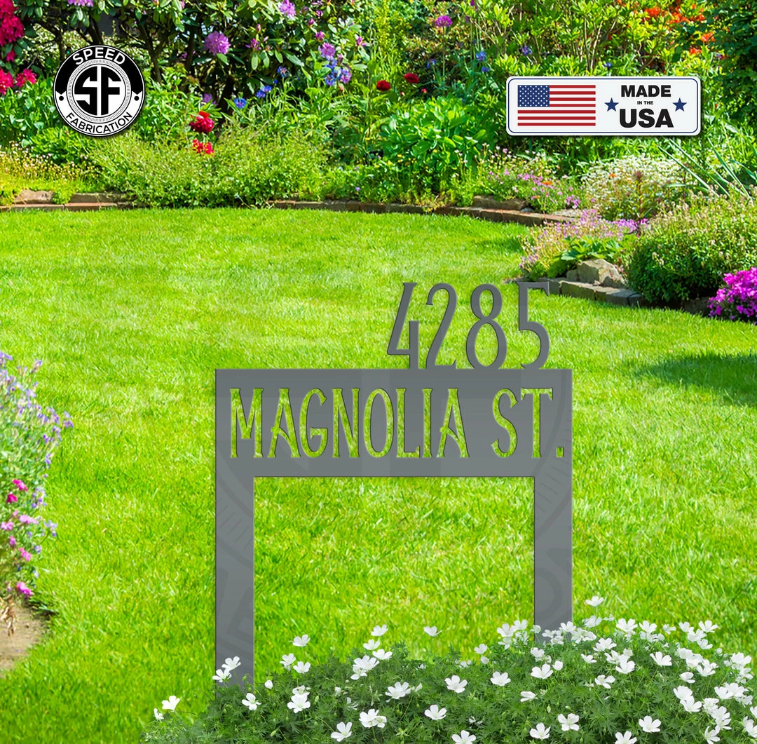 Speed Fabrication Square Address Yard Stake Metal Sign