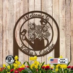 Speed Fabrication Personalized Garden Welcome Metal Yard Stake Sign Outdoor Patio/Lawn Metal Signs