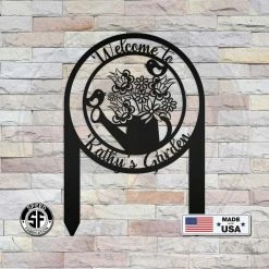 Speed Fabrication Personalized Garden Welcome Metal Yard Stake Sign Outdoor Patio/Lawn Metal Signs