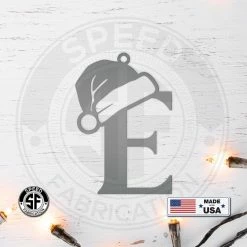 Speed Fabrication Santa Hat Monogram Letter Metal Christmas/Holiday Ornament Christmas Metal Signs