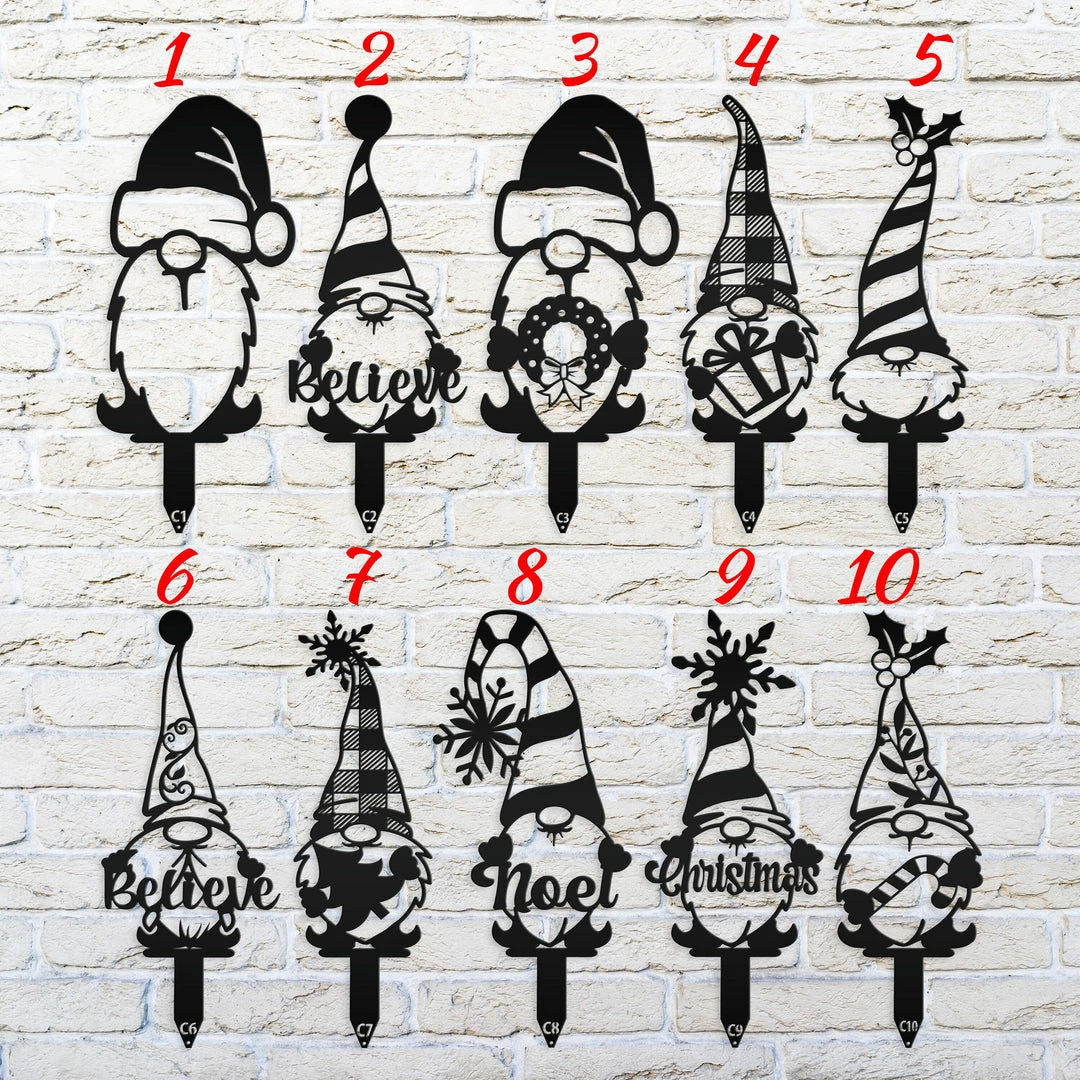 Speed Fabrication Most Popular Assorted Christmas/Holiday Gnome Metal Yard Stakes