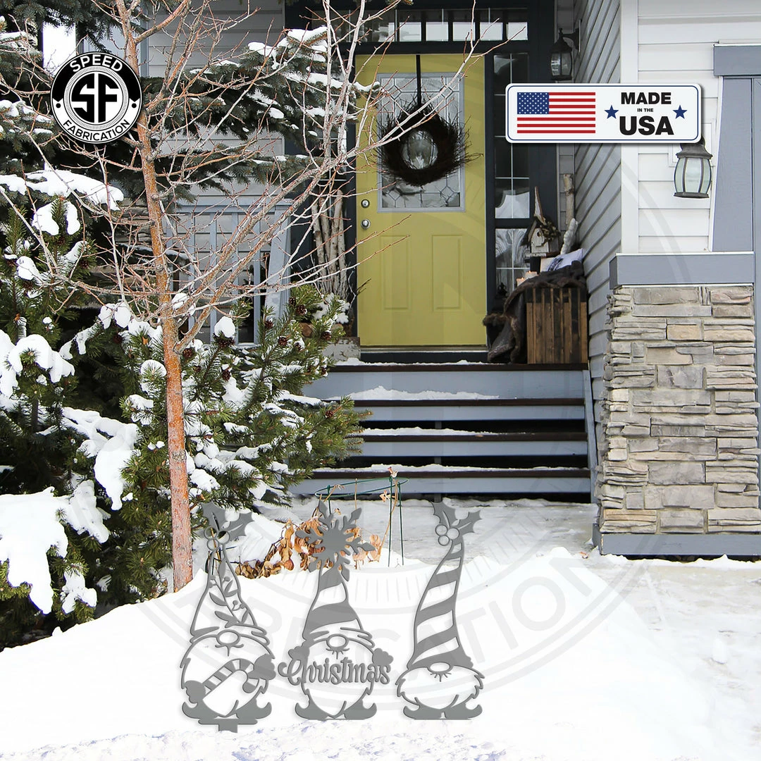 Speed Fabrication Most Popular Assorted Christmas/Holiday Gnome Metal Yard Stakes