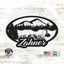 Speed Fabrication Farm Metal Signs Personalized Outdoor Lake Fishing Mountain Scene Metal Sign