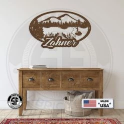 Speed Fabrication Farm Metal Signs Personalized Outdoor Lake Fishing Mountain Scene Metal Sign