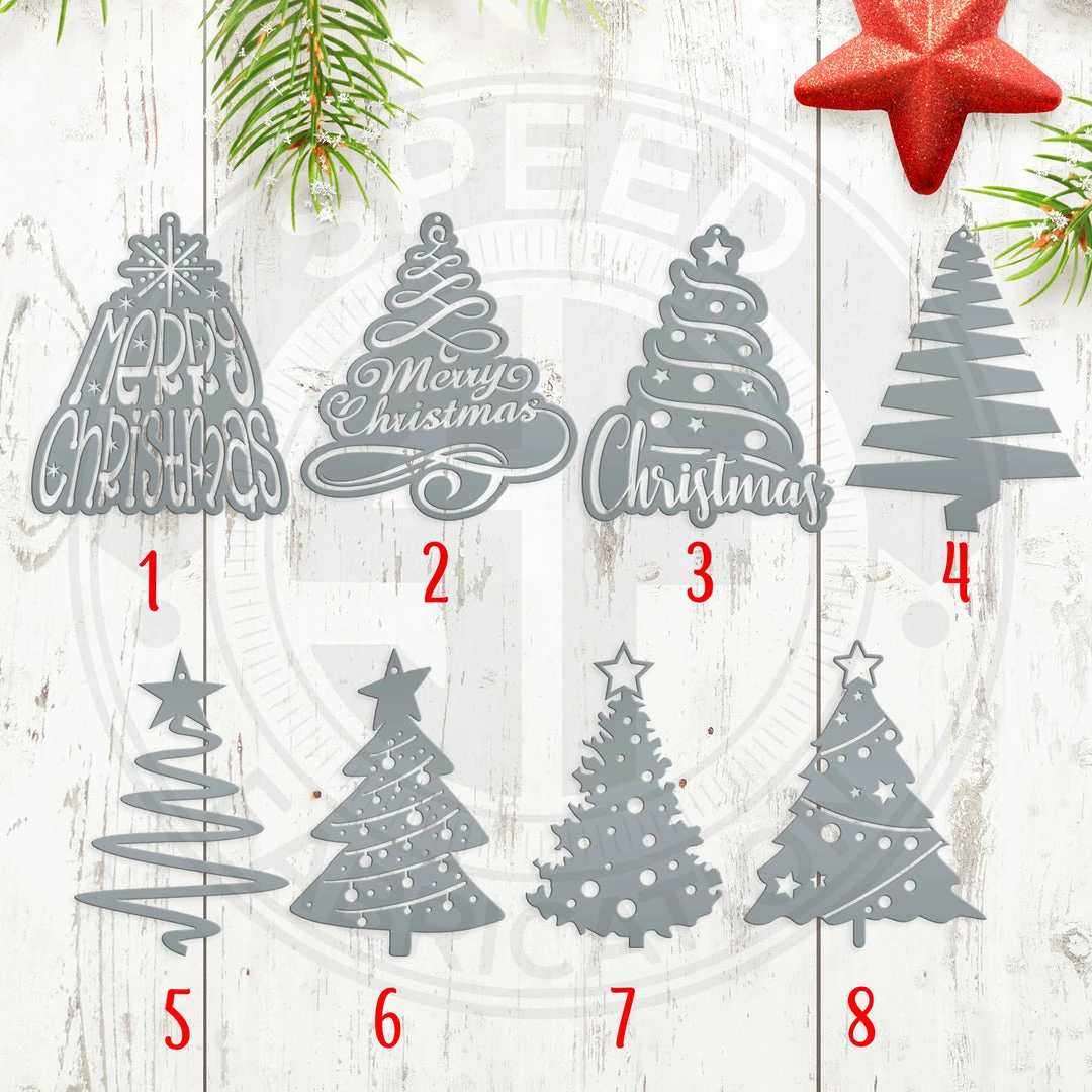 Speed Fabrication Ornaments Assorted Christmas Trees Metal Holiday Ornament