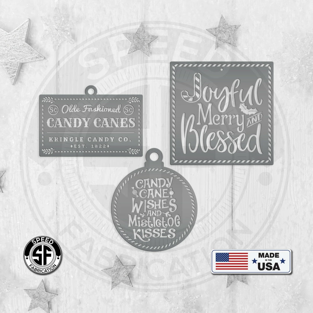 Speed Fabrication Assorted Candy Cane Themed Christmas/Holiday Metal Ornaments