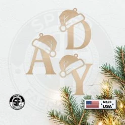 Speed Fabrication Santa Hat Monogram Letter Metal Christmas/Holiday Ornament Christmas Metal Signs