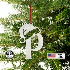 Speed Fabrication Santa Hat Monogram Letter Metal Christmas/Holiday Ornament Christmas Metal Signs