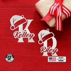 Speed Fabrication Personalized Santa Hat Monogram And Name Metal Christmas/Holiday Ornament