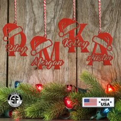 Speed Fabrication Personalized Santa Hat Monogram And Name Metal Christmas/Holiday Ornament