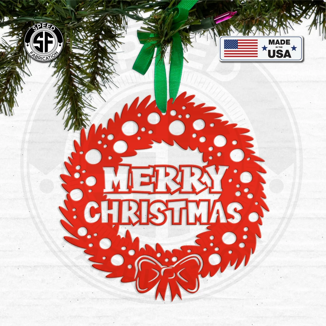 Speed Fabrication Ornaments Merry Christmas Wreath Metal Holiday Ornament