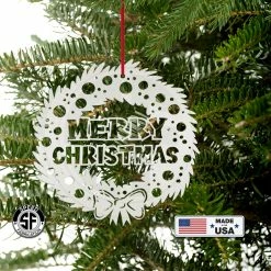 Speed Fabrication Ornaments Merry Christmas Wreath Metal Holiday Ornament
