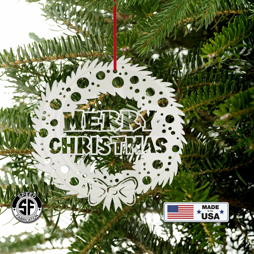 Speed Fabrication Ornaments Merry Christmas Wreath Metal Holiday Ornament