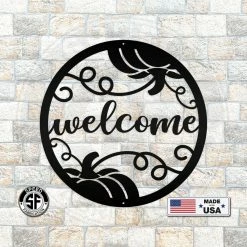Speed Fabrication Pumpkin Welcome Autumn Décor Metal Sign