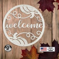 Speed Fabrication Pumpkin Welcome Autumn Décor Metal Sign