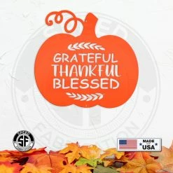 Speed Fabrication Fall/Autumn Metal Signs Grateful, Thankful, Blessed Pumpkin Autumn Décor Metal Sign