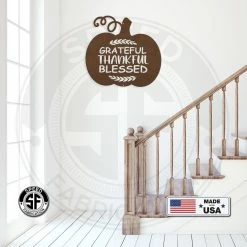 Speed Fabrication Fall/Autumn Metal Signs Grateful, Thankful, Blessed Pumpkin Autumn Décor Metal Sign