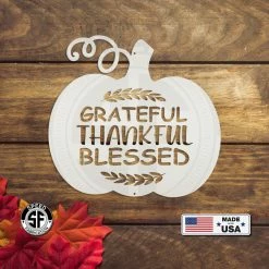 Speed Fabrication Fall/Autumn Metal Signs Grateful, Thankful, Blessed Pumpkin Autumn Décor Metal Sign
