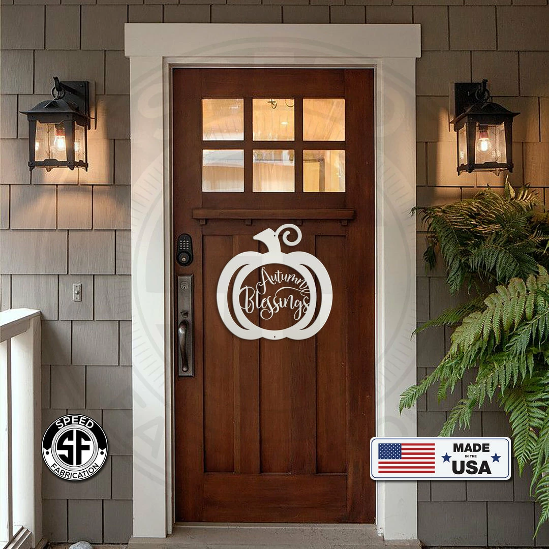 Speed Fabrication Autumn Blessings Pumpkin Fall Décor Metal Sign