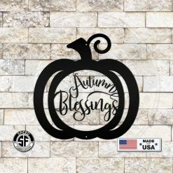 Speed Fabrication Autumn Blessings Pumpkin Fall Décor Metal Sign
