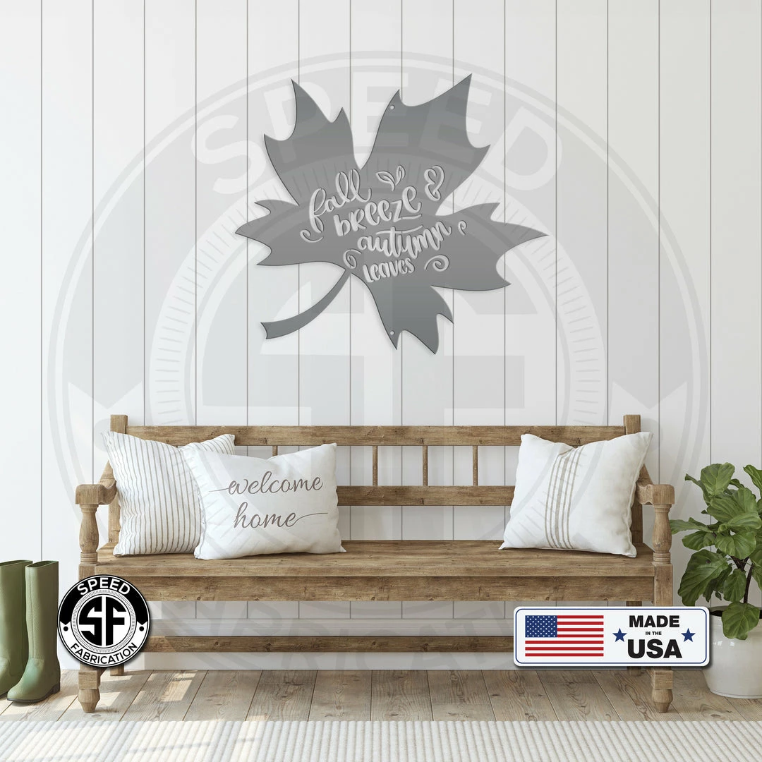 Speed Fabrication Fall Breeze And Autumn Leaves Metal Sign