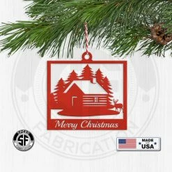 Speed Fabrication Assorted Outdoor Cabin, Deer And Doe Merry Christmas Metal Ornaments