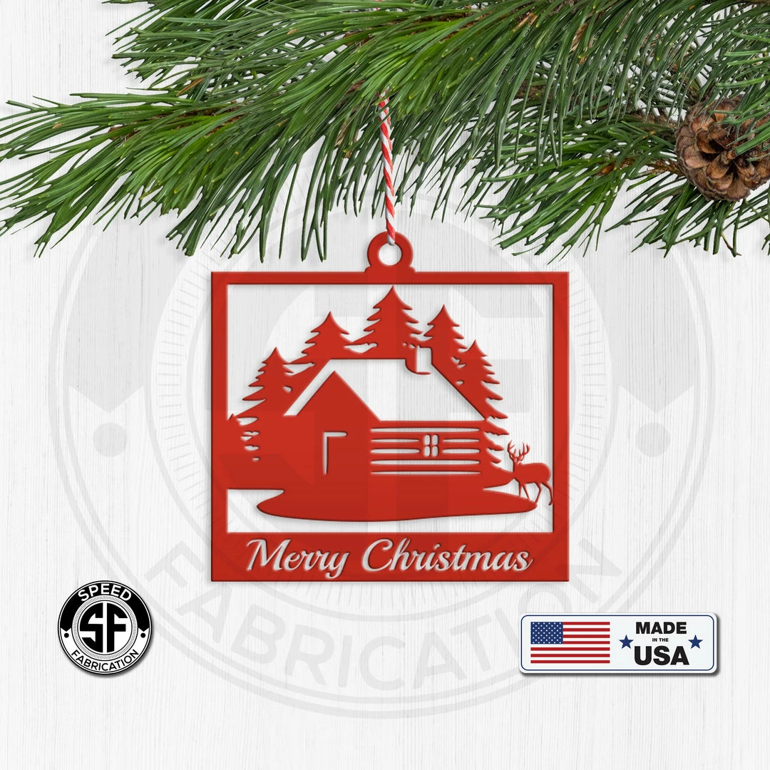Speed Fabrication Assorted Outdoor Cabin, Deer And Doe Merry Christmas Metal Ornaments