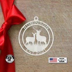 Speed Fabrication Personalized Name And Established Date Deer Metal Christmas/Holiday Ornament Christmas Metal Signs