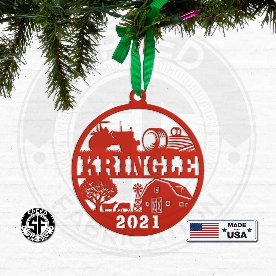Speed Fabrication Personalized Family Farm With Year Metal Christmas/Holiday Ornament Christmas Metal Signs