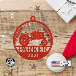 Speed Fabrication Christmas Metal Signs Personalized Tractor And Wheat With Year Metal Christmas/Holiday Ornament