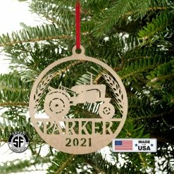 Speed Fabrication Christmas Metal Signs Personalized Tractor And Wheat With Year Metal Christmas/Holiday Ornament