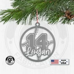 Speed Fabrication Personalized Name & Number Baseball Metal Christmas/Holiday Ornament Christmas Metal Signs