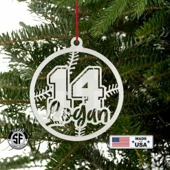 Speed Fabrication Personalized Name & Number Baseball Metal Christmas/Holiday Ornament Christmas Metal Signs